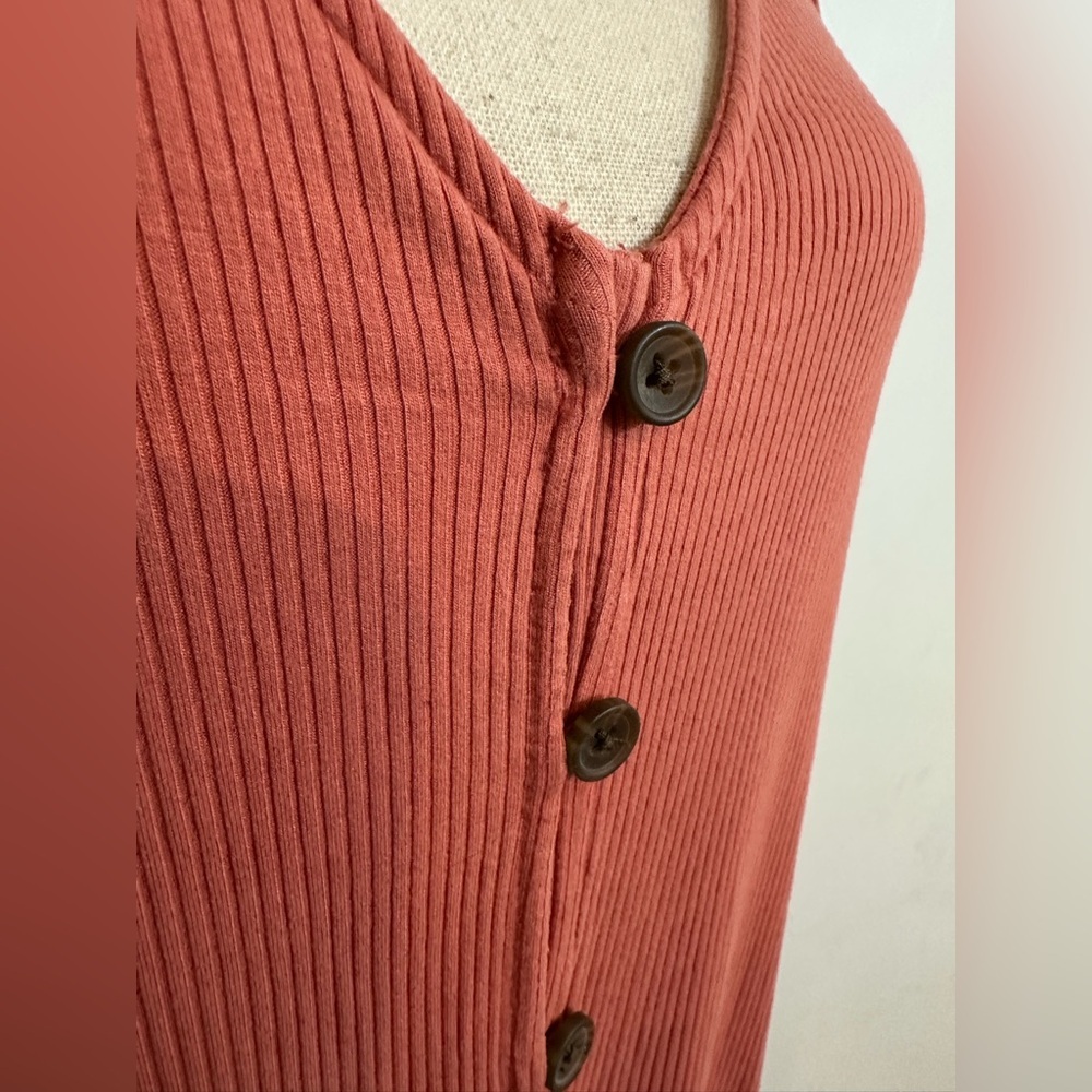 Old Navy Ribbed T-shirt style Coral Sleeveless Button-Down Maxi Dress 3X - Picture 3 of 6